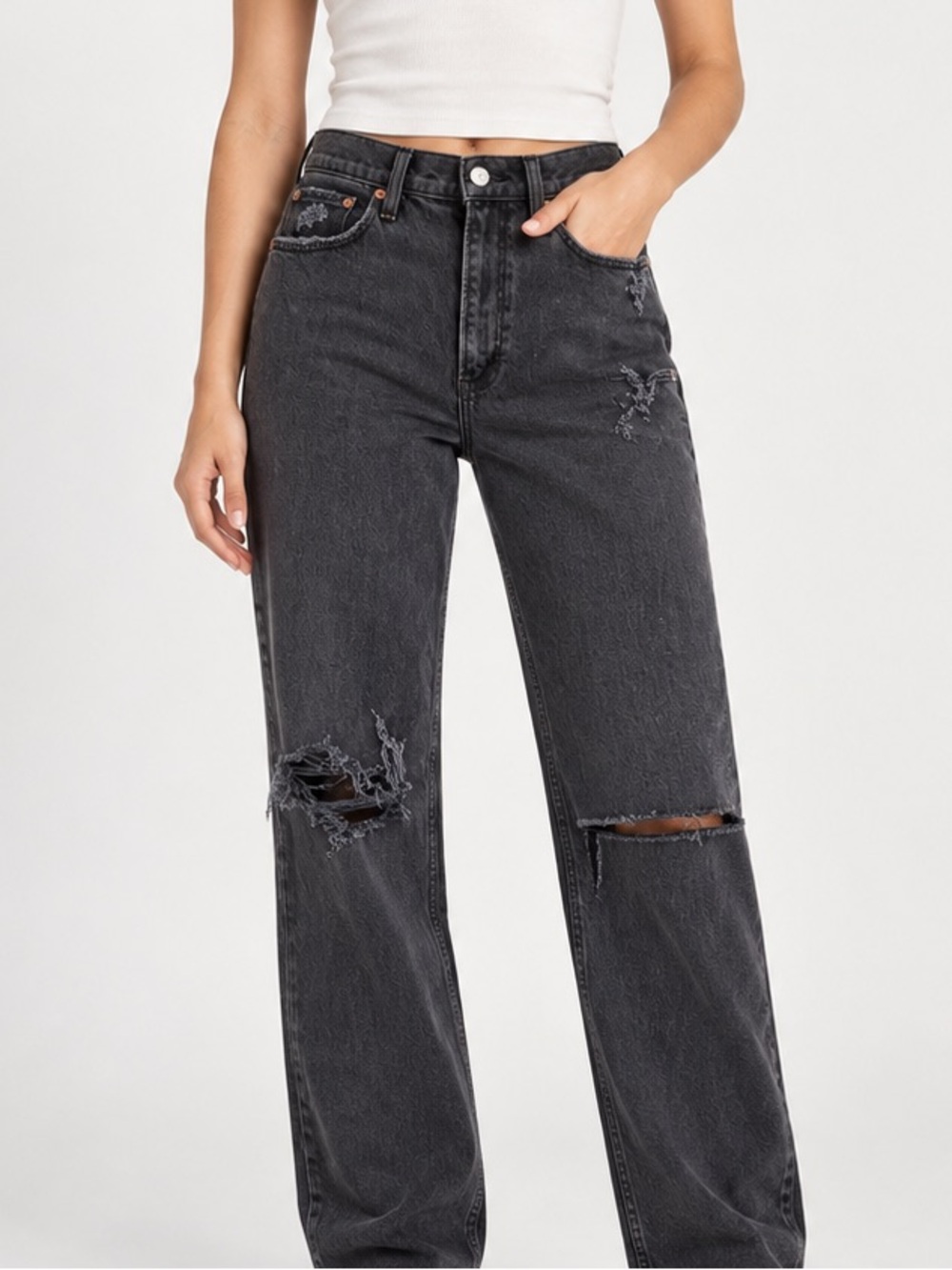 Abercrombie Charcoal 90s Straight Ultra High Rise Jean 29